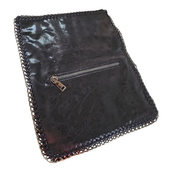 Black Clutch Evening Bag w/ Chain Trim - Picture 3 of 6